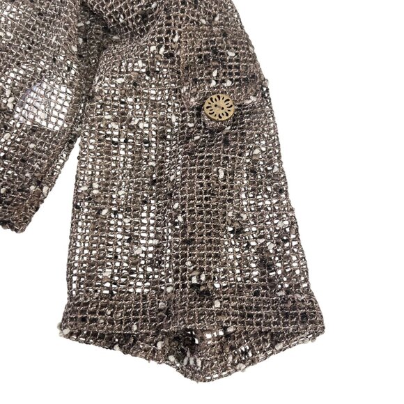 Nina Leonard Open Knit Bolero Cardigan Nina Leonard Large Brown Button Closure - Picture 7 of 11